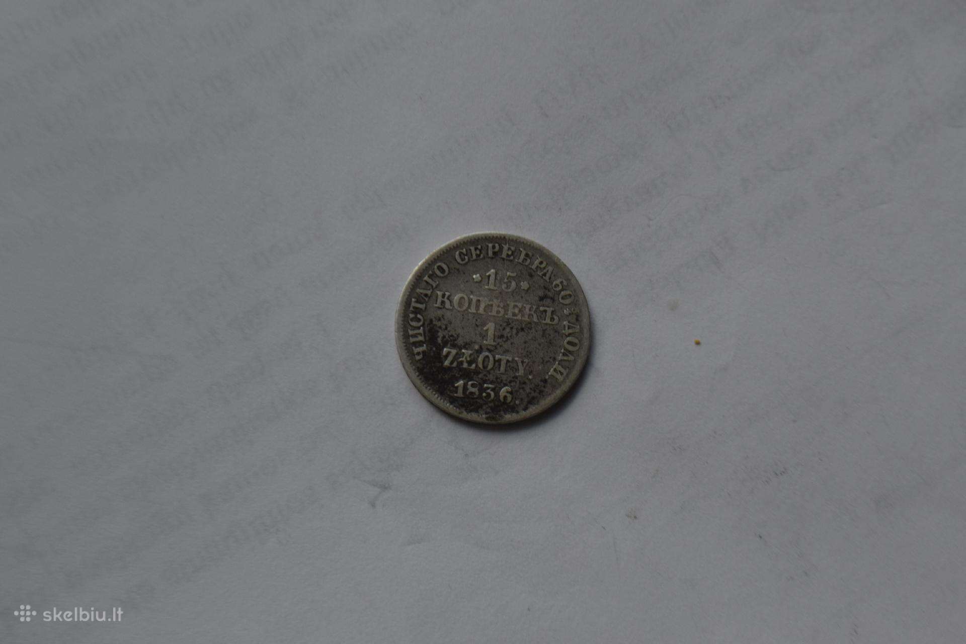 15 kapeiku 1 zlotas 1836 m.hg