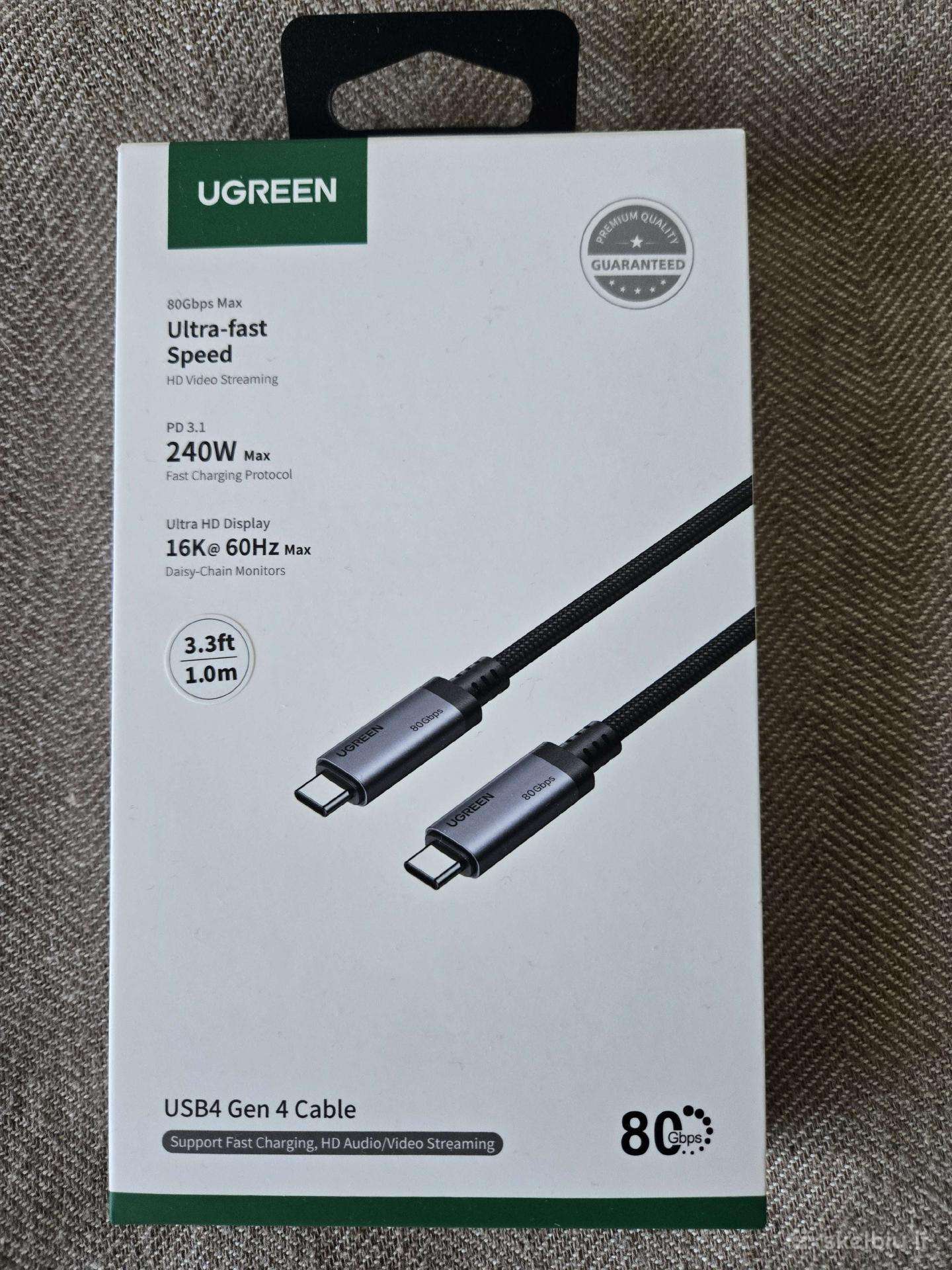 Ugreen Usb4 Gen 4 laidas / Thunderbolt suderinamas