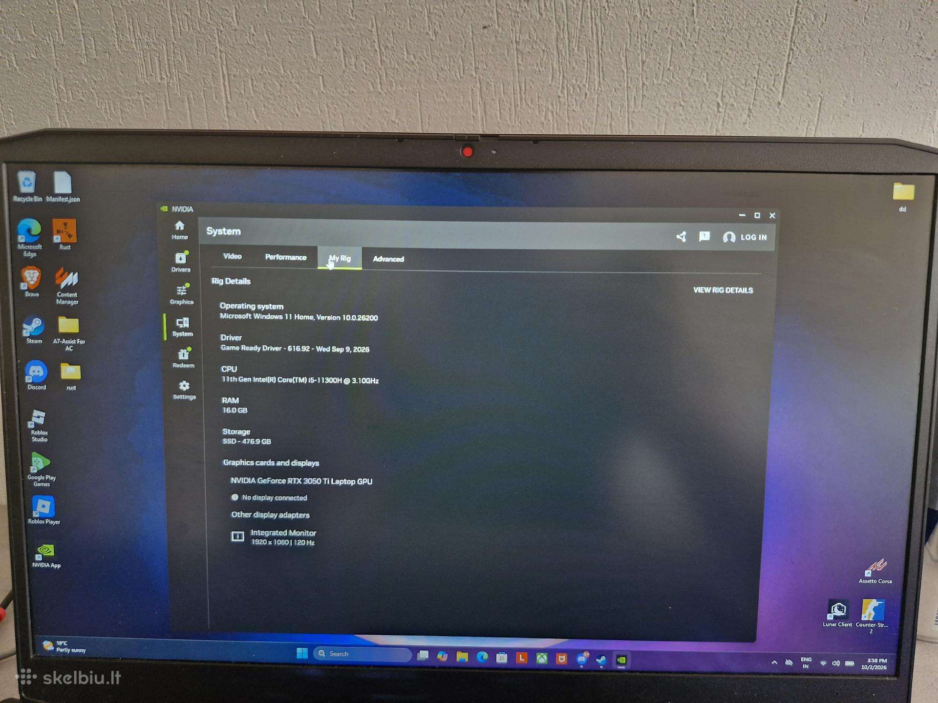 Lenovo ideapad gaming 3 15ihu6