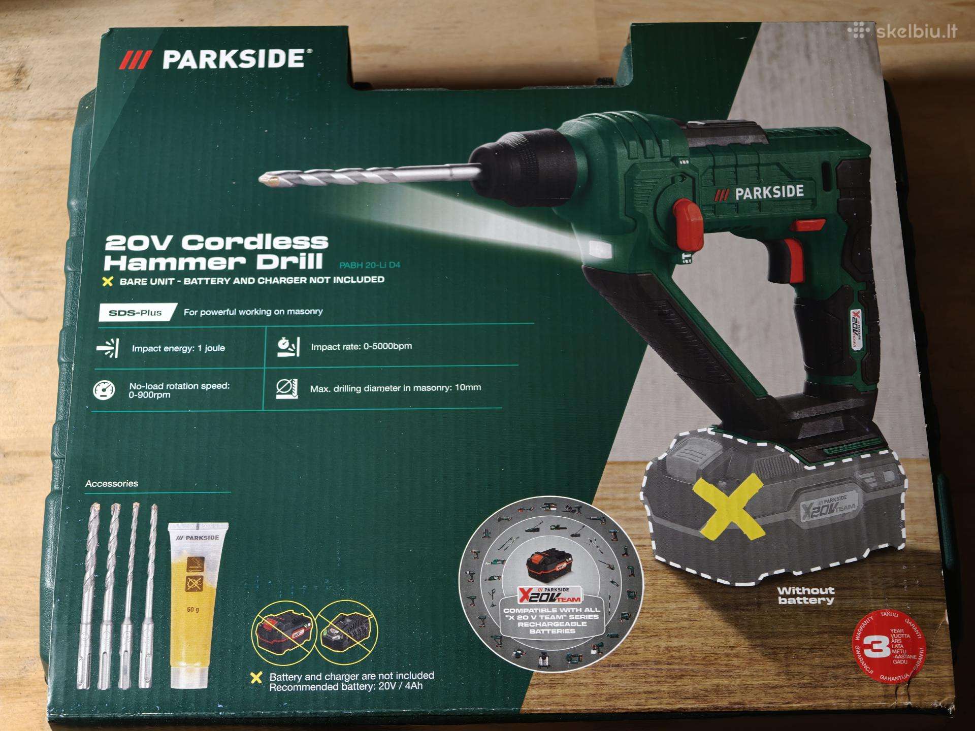 Naujas Parkside Pabh 20v smūginis gręžtuvas