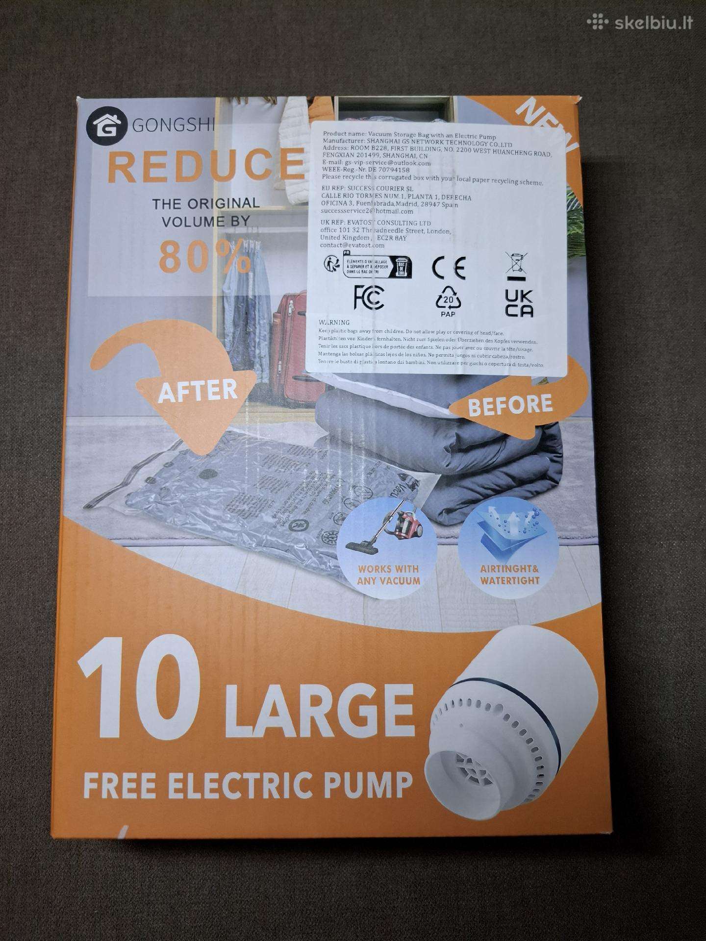 Vakuminiai Maišai Rūbams (10 vnt. 60x80 cm)+elektr