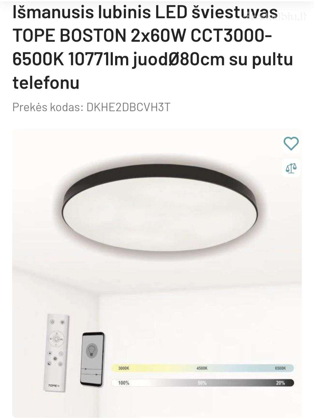 Išmanusis lubinis LED šviestuvas Tope Boston