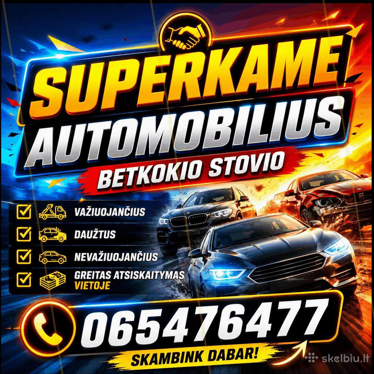 Brangiai Superkame , džipus, automobilius, mikroau