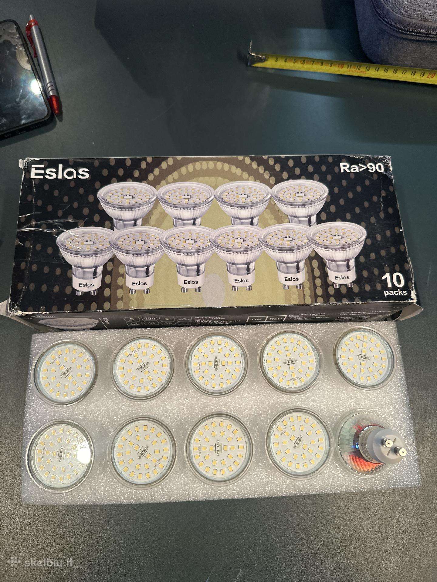 Eslas Gu10 LED lemputės 10 vnt. Ra>90