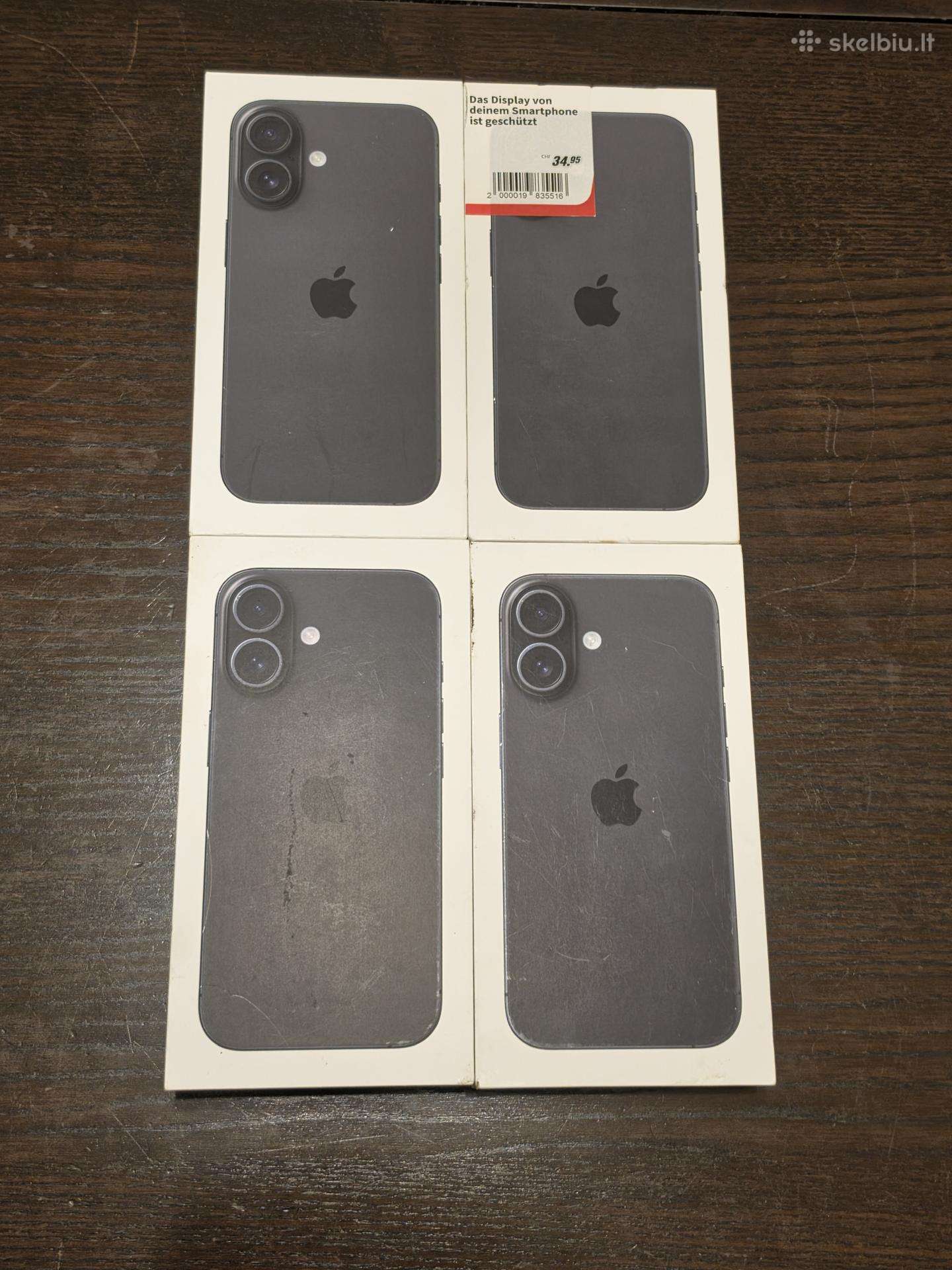 Nauji, iPhone 16, Black, 128 GB, 12 mėn garantija