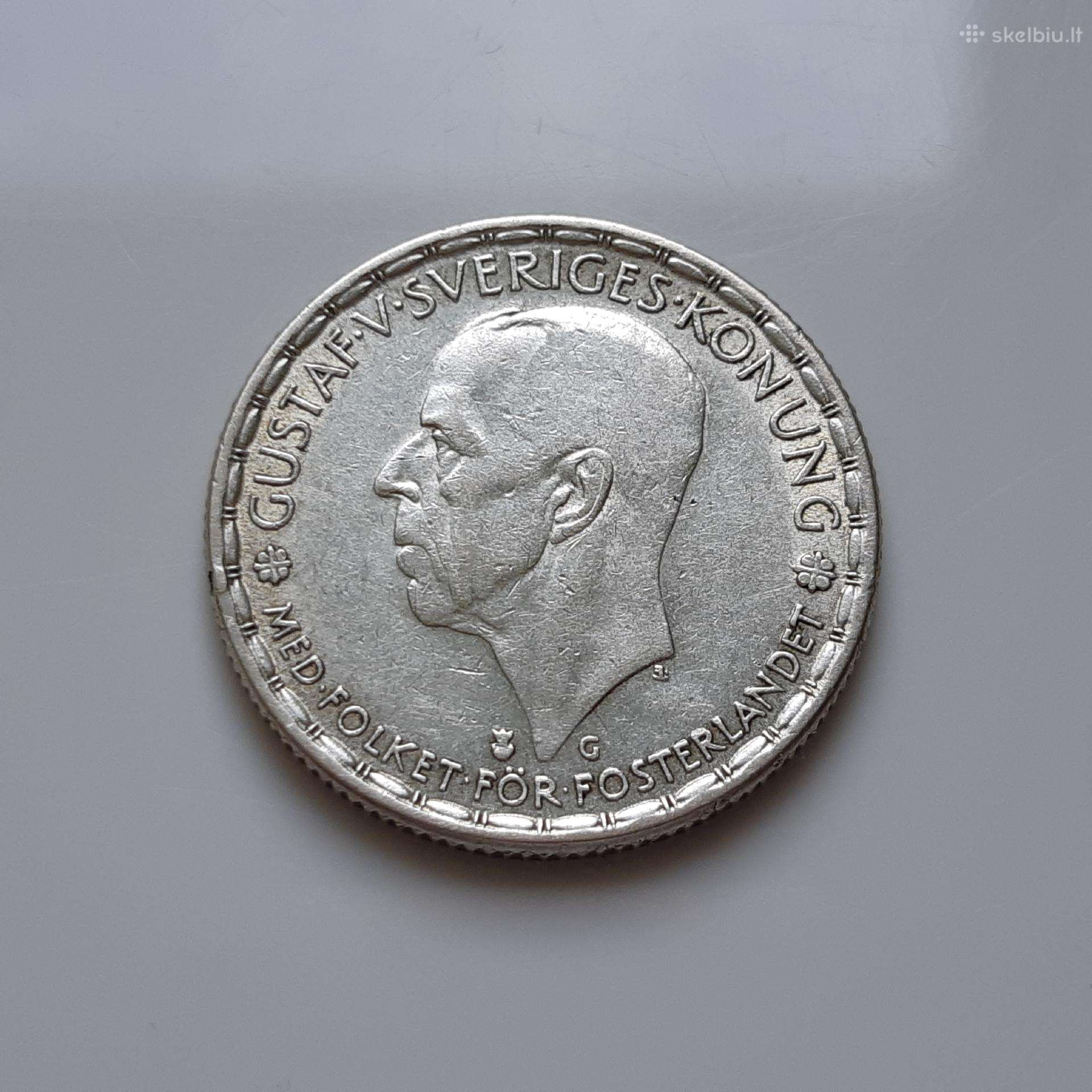 Švedija 1 krona sidabras 1943