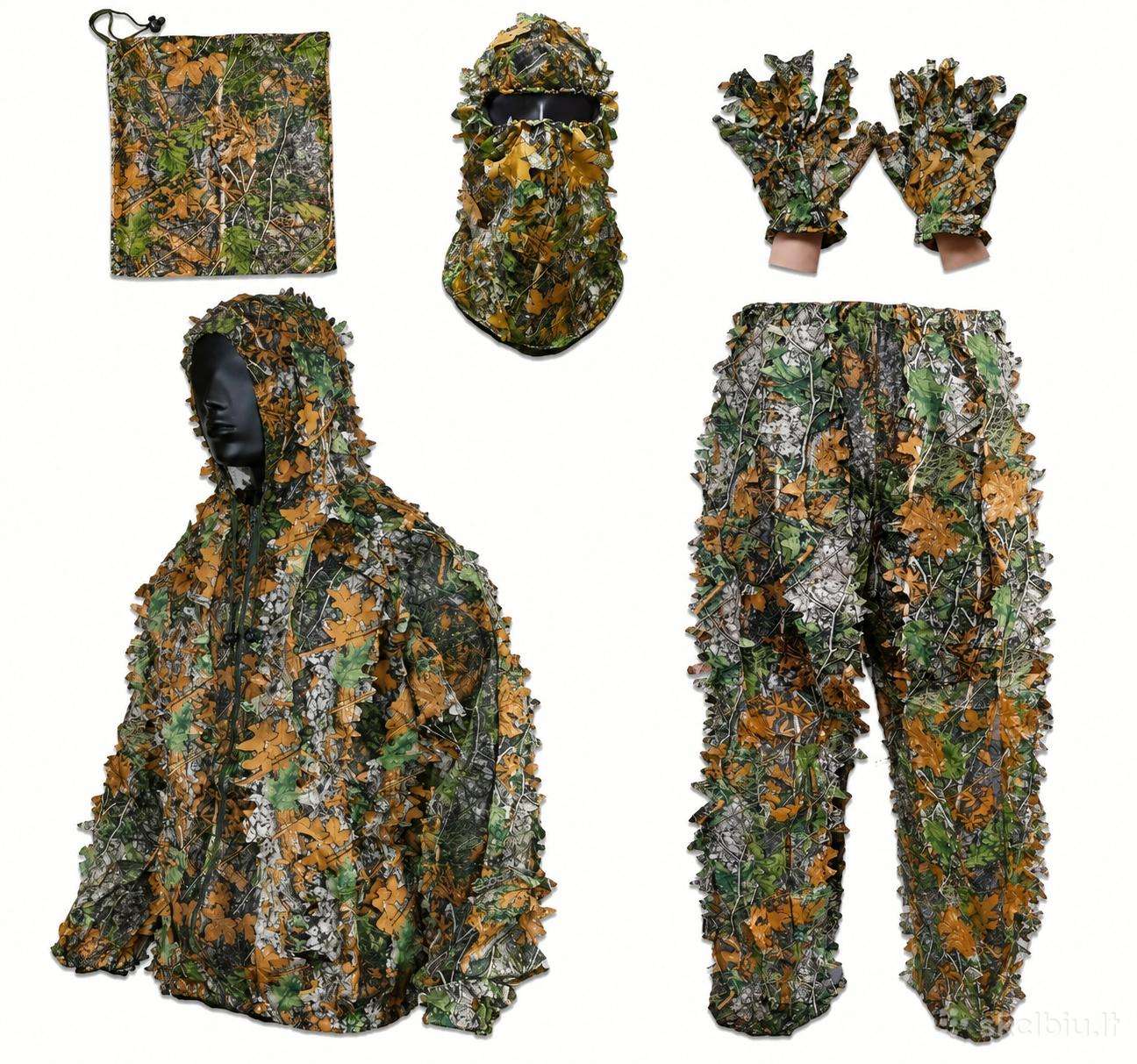 3D Ghillie maskuojantis kostiumas (5 dalių)