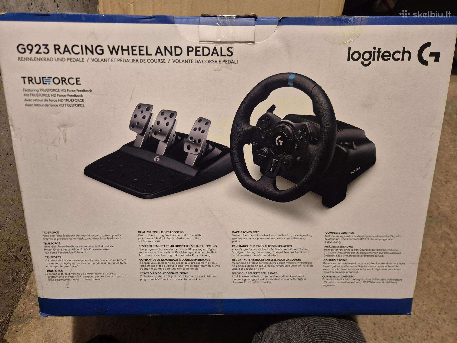 Logitech G923 vairą su pedalais ir bėgių svirtimi