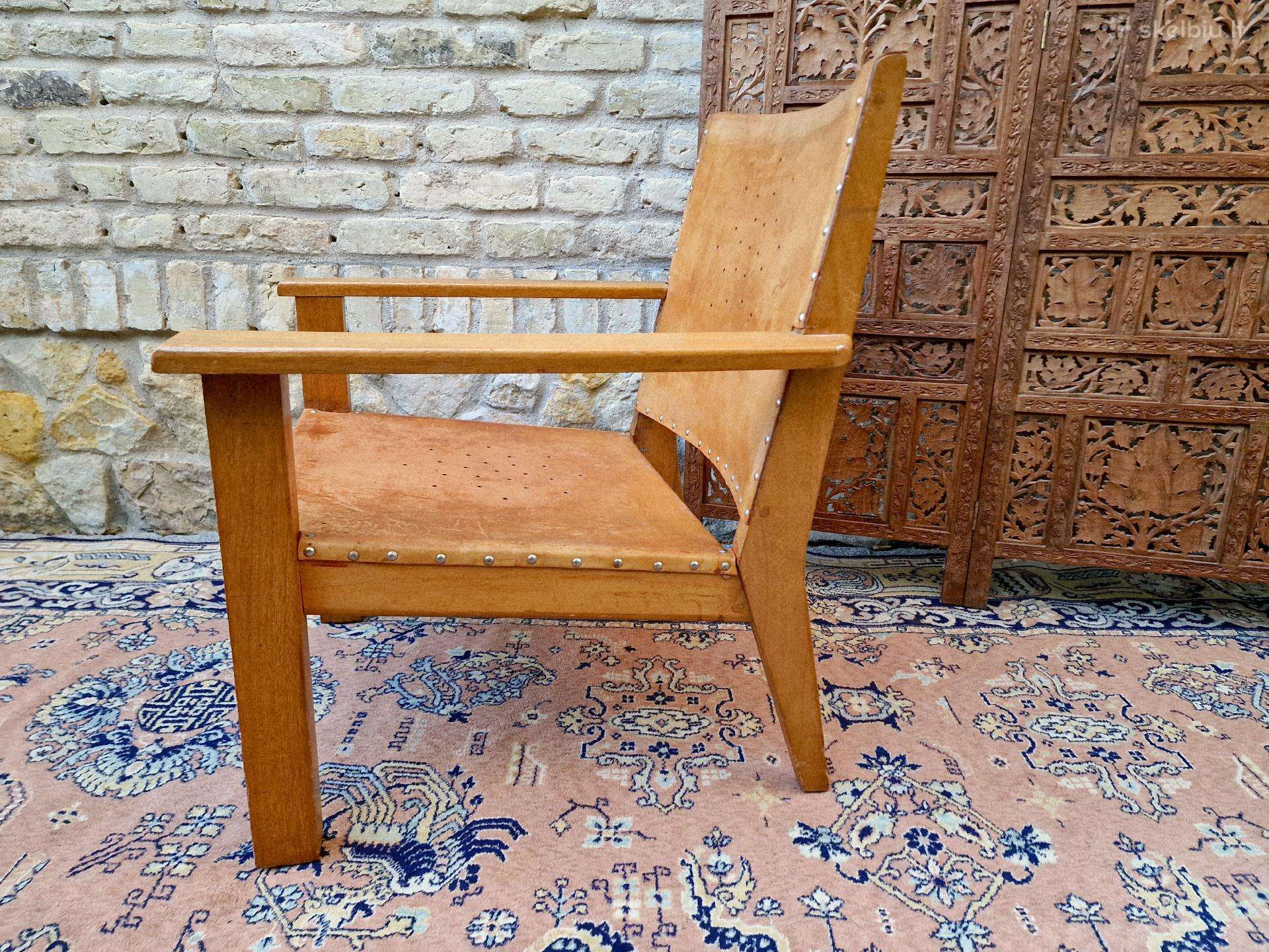 Vintažinis mid century "safari"st. odinis fotelis