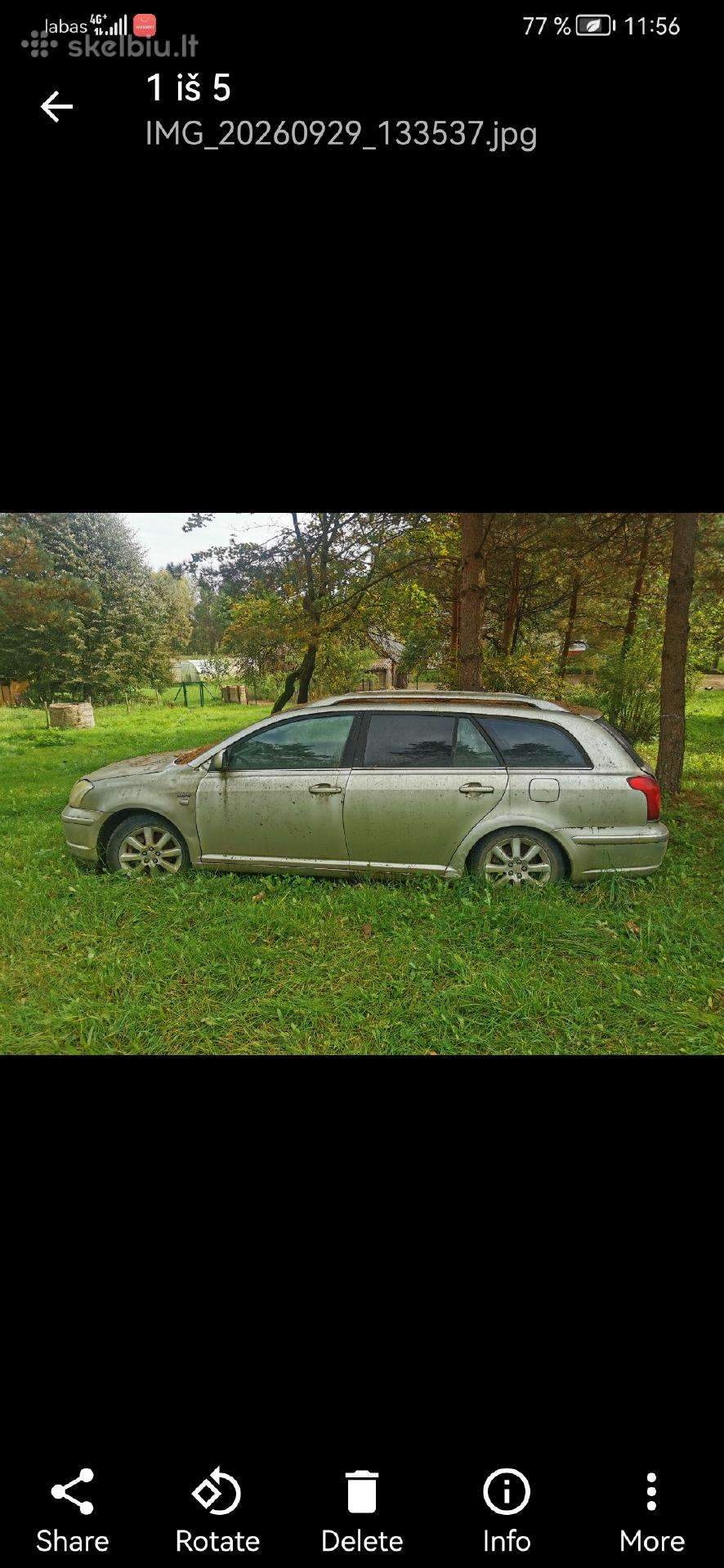 Toyota Avensis 2.0 D-4d 85 kw dalimis / ardymui