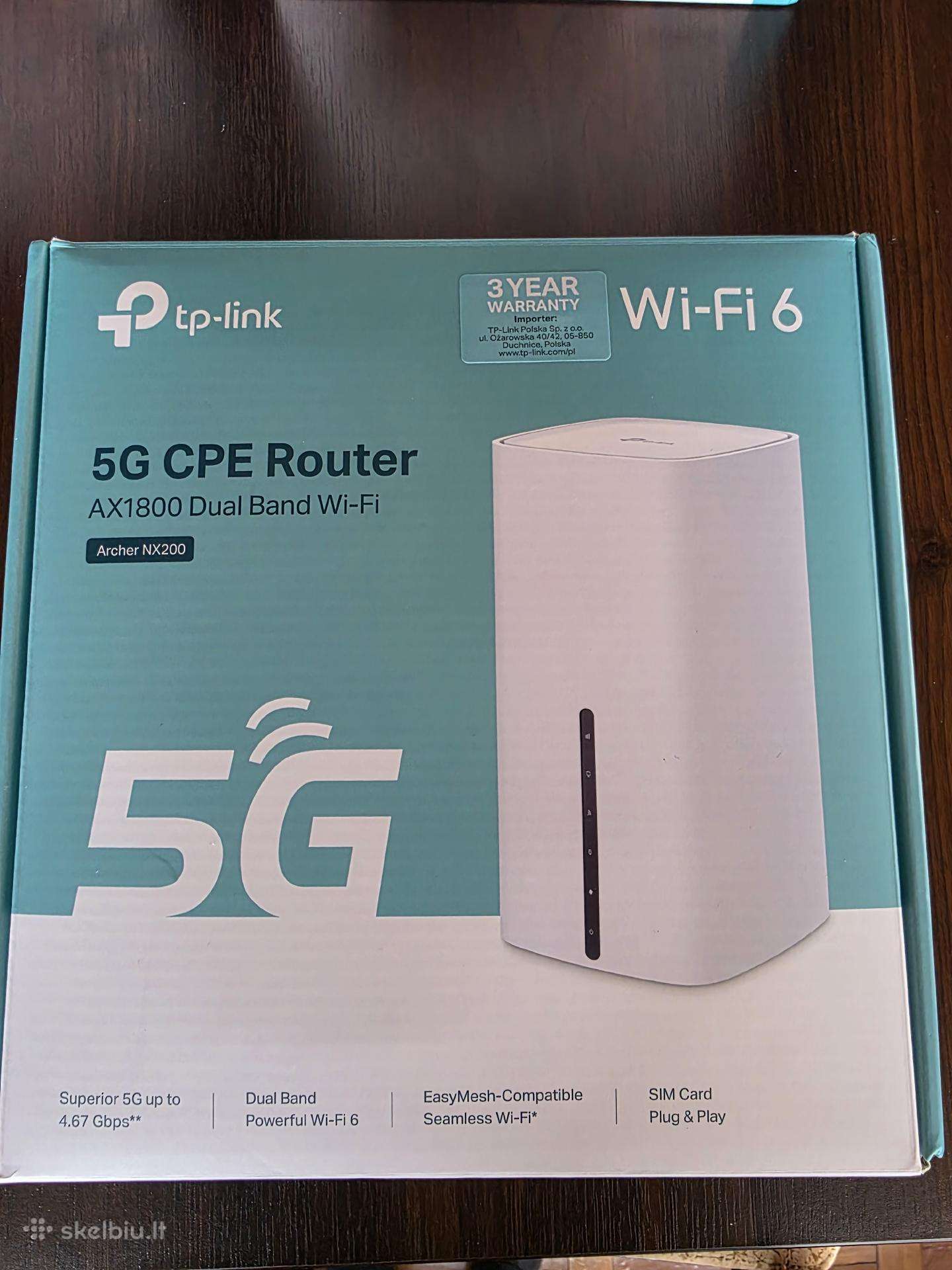 Tp-link Archer Nx210 5G Ax1800 maršrutizatorius