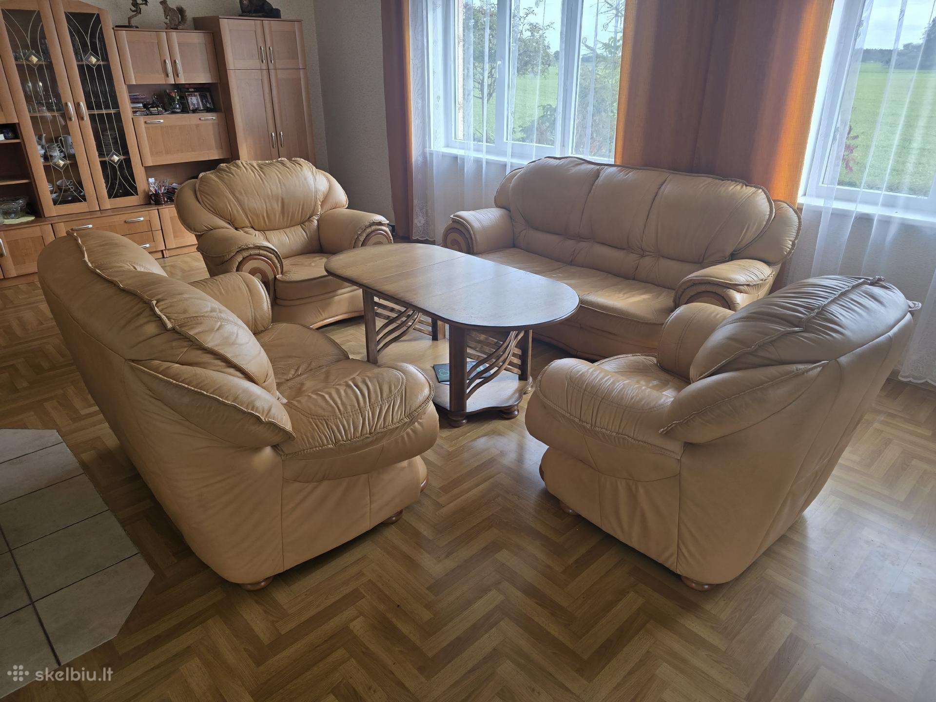 Naturalios odos minkšti baldai 3+2+1