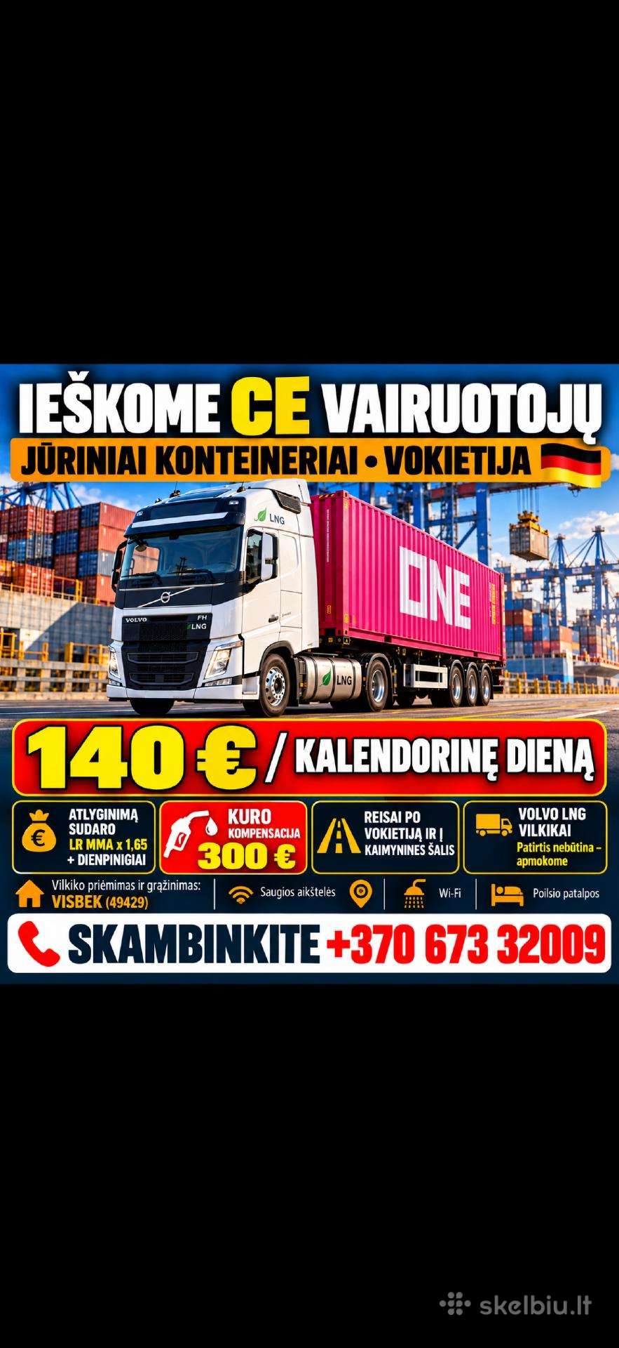 CE vairuotoju darbas Vokietijoj Su Konteinereis.