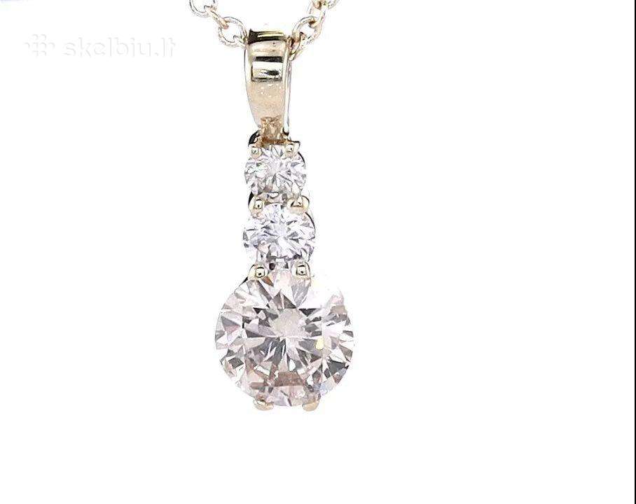 14k pakabukas su grandinėle, 0,62 ct briliantai
