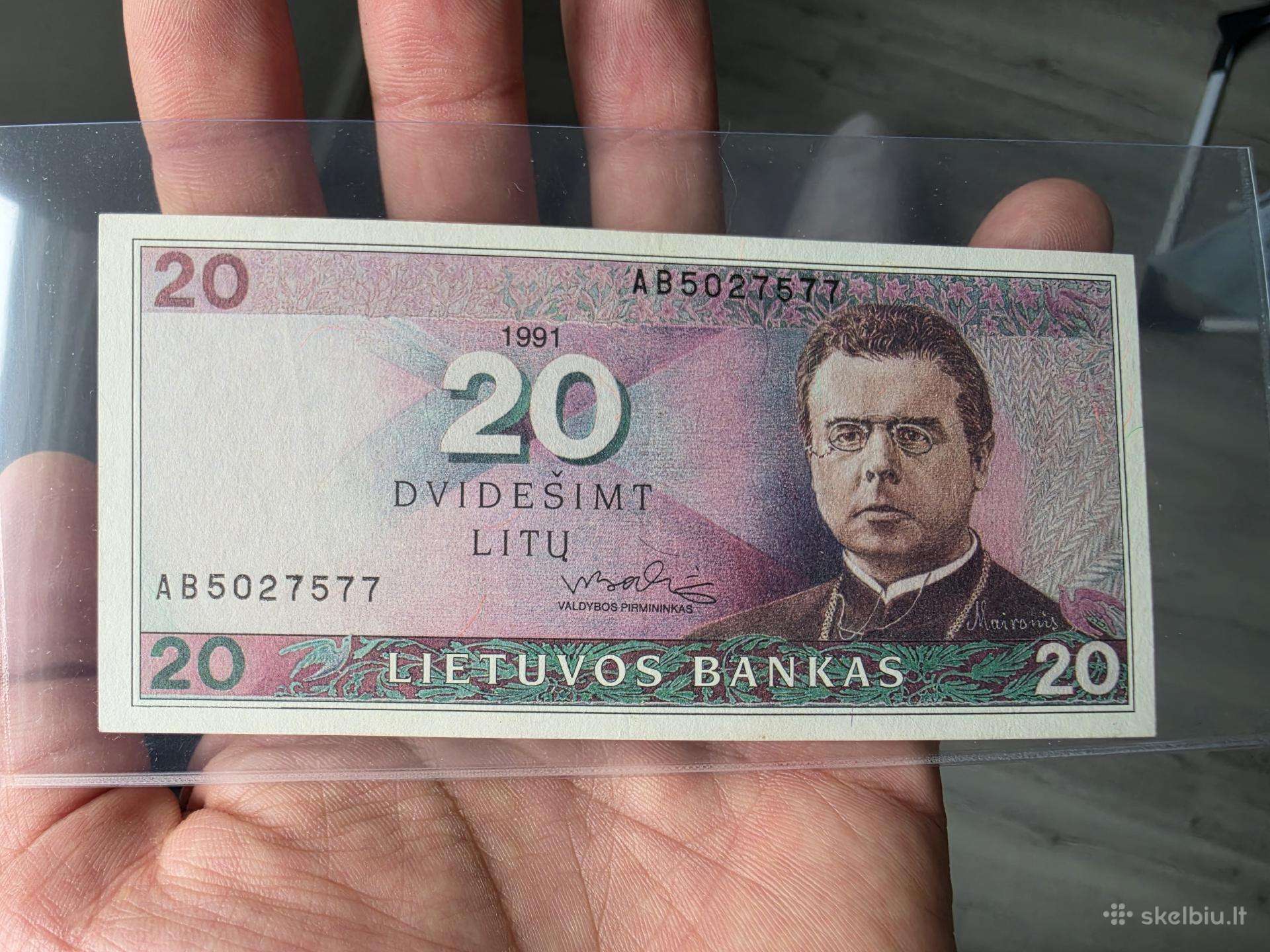 1991m 20 litų banknotas
