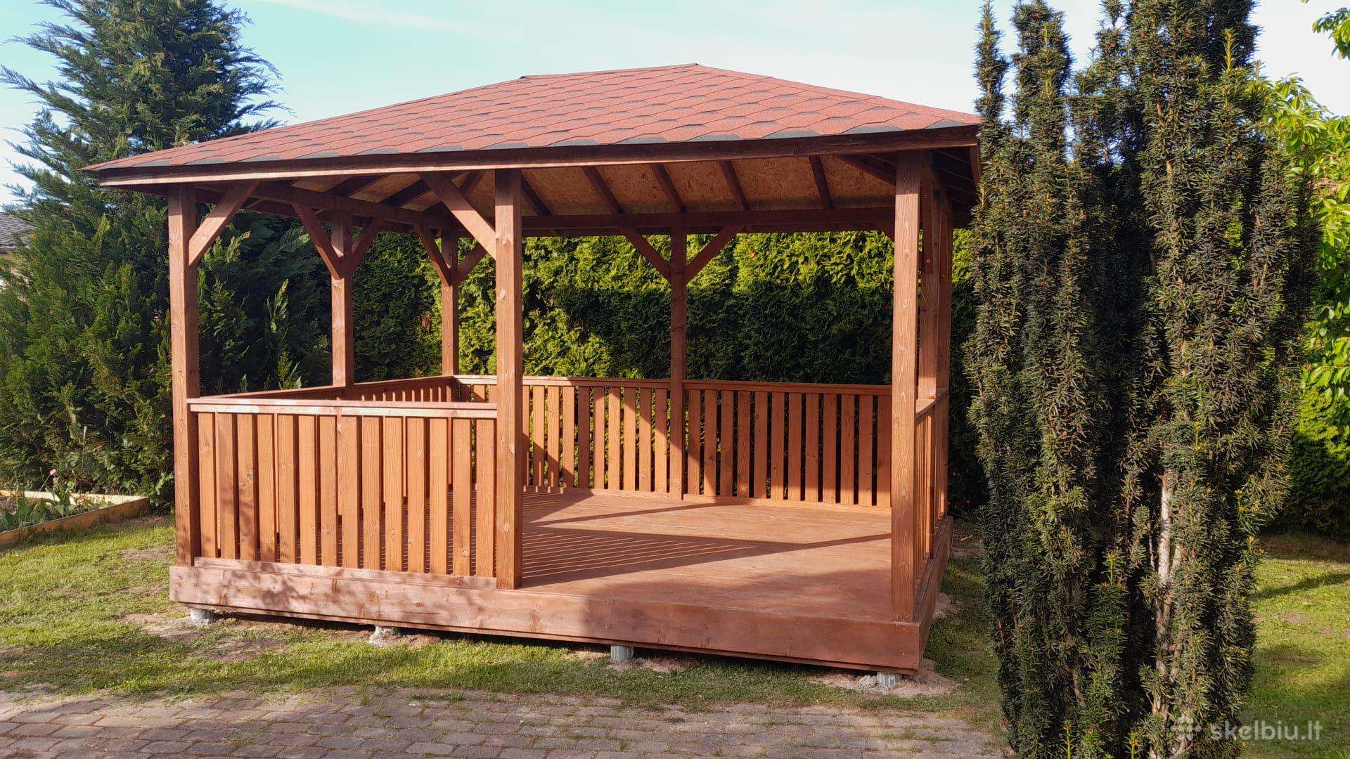 Nedidelė medinė sodo pavėsinė 3x4 m (12 m²)