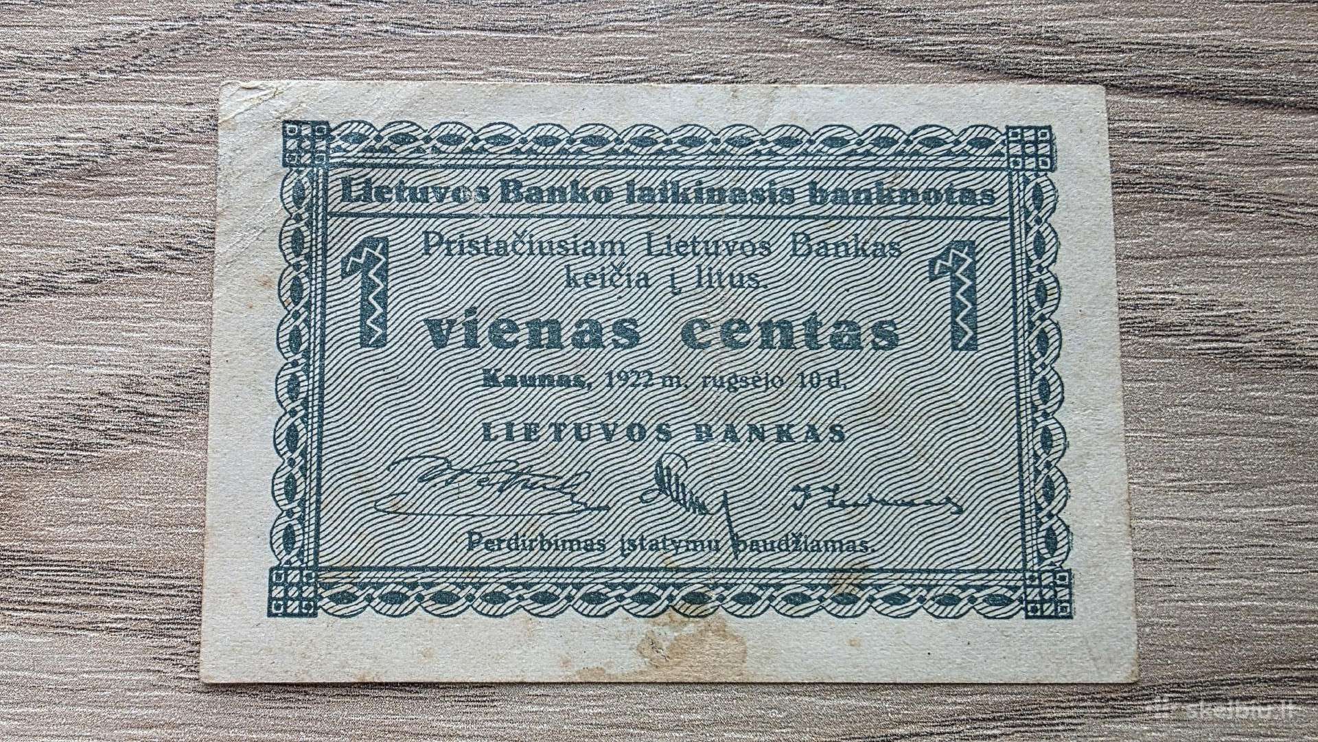 1922 metų 1 laikinasis centas