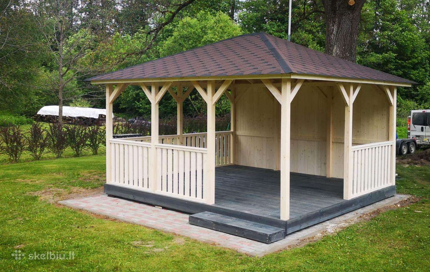 Balta medinė sodo pavėsinė - 4 4,5 m (18 m²)