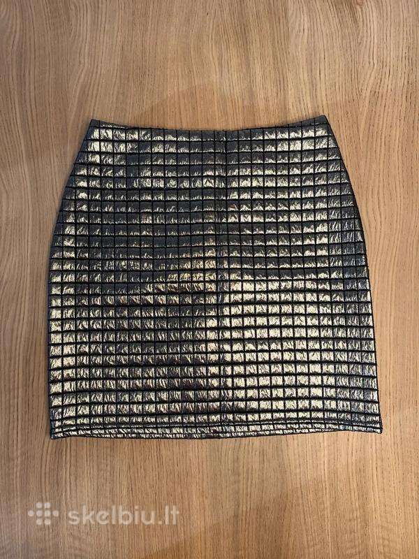 Sora metalizuotas, aukso spalvos mini sijonas, 36