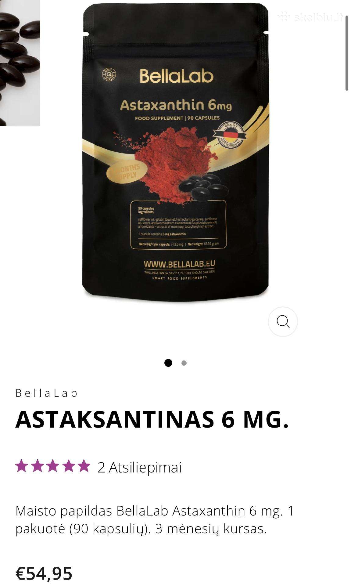 Astaksantinas 6 Mg.