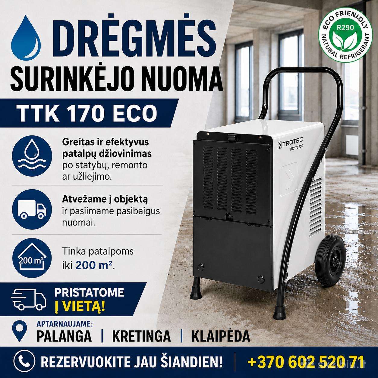 Dregmes surinkejo nuoma - Oro sausintuvo nuoma