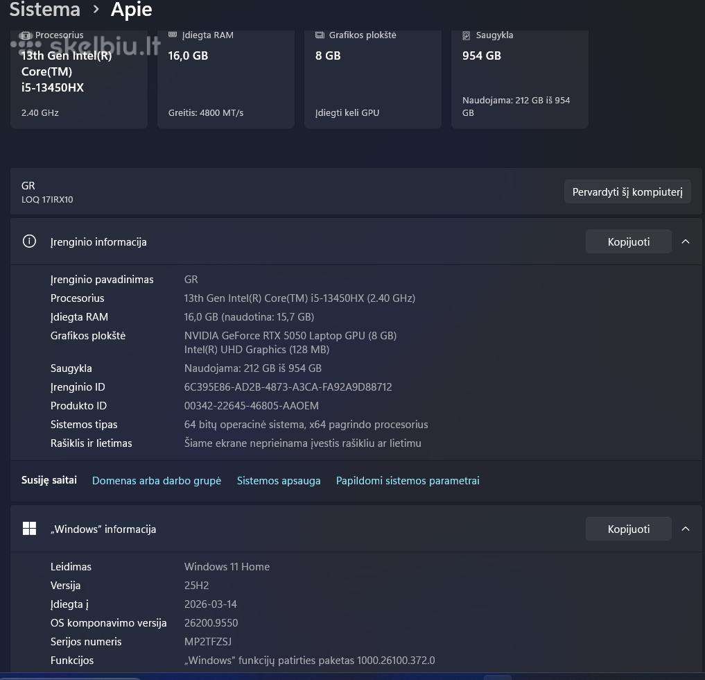Lenovo Loq 17.3/i5/16gb/1tb/rtx5050