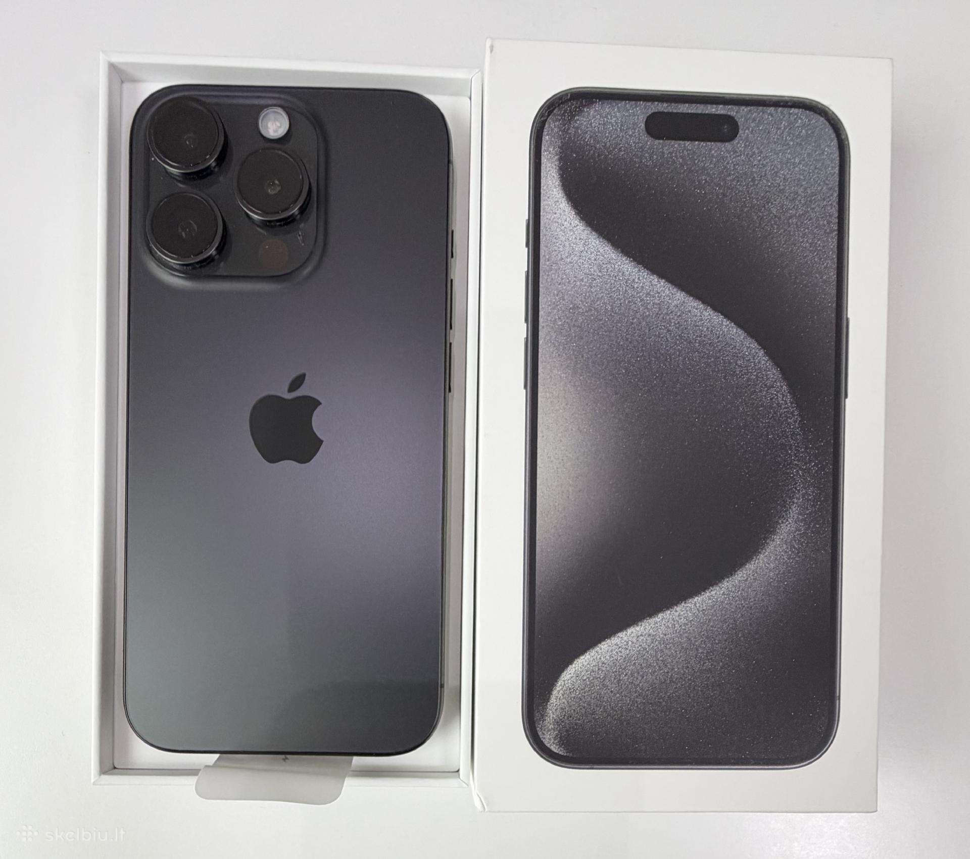 Puikios būklės iPhone 15 Pro 128gb Black Titanium