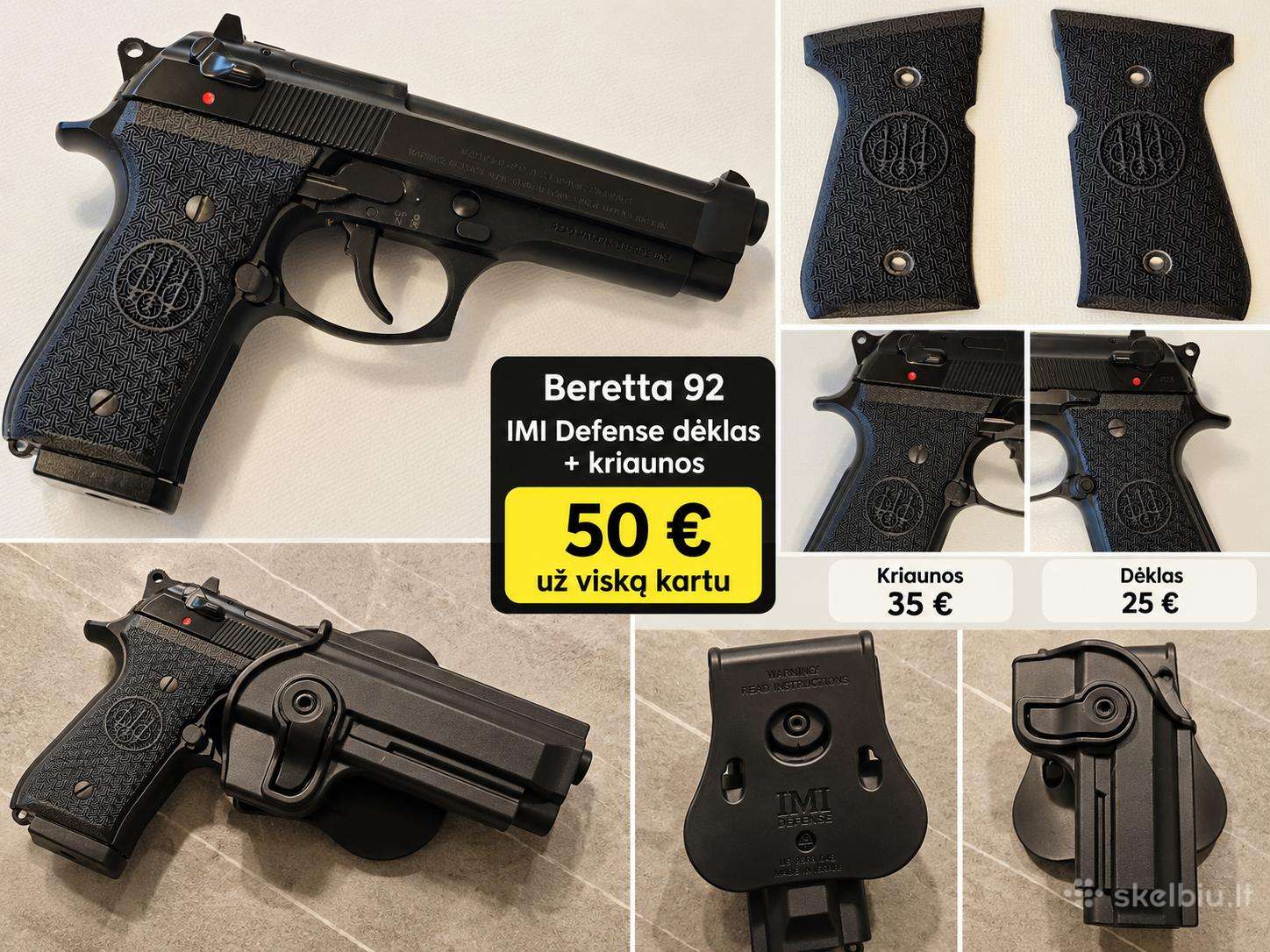 Beretta 92 Imi Defense dėklas + itališkos kriaunos