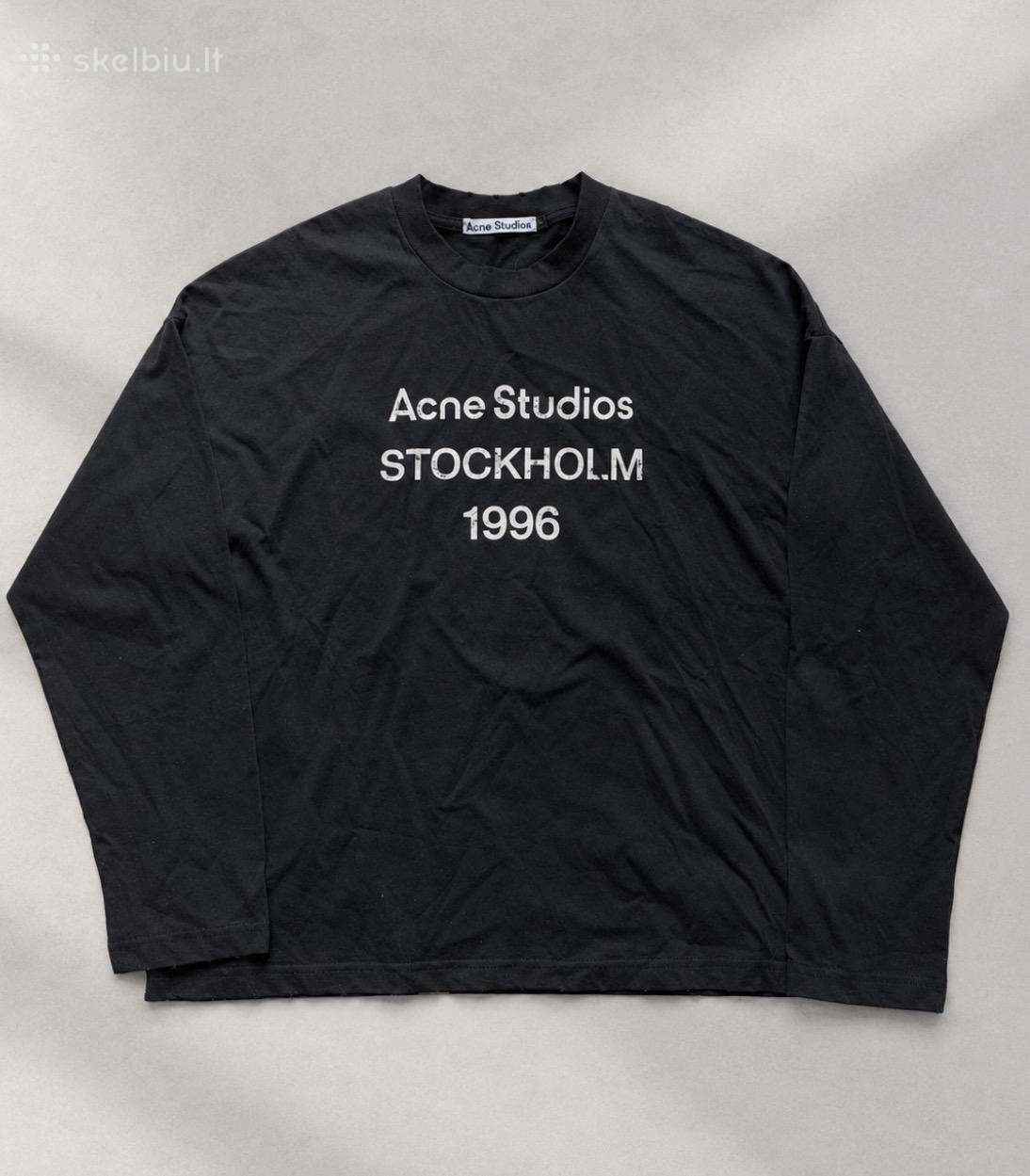 Acne Studios Juodi Ilgarankoviai Marškinėliai