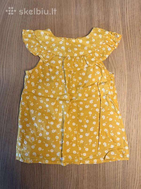 Primark geltona gėlėta bliuskutė, 98 cm