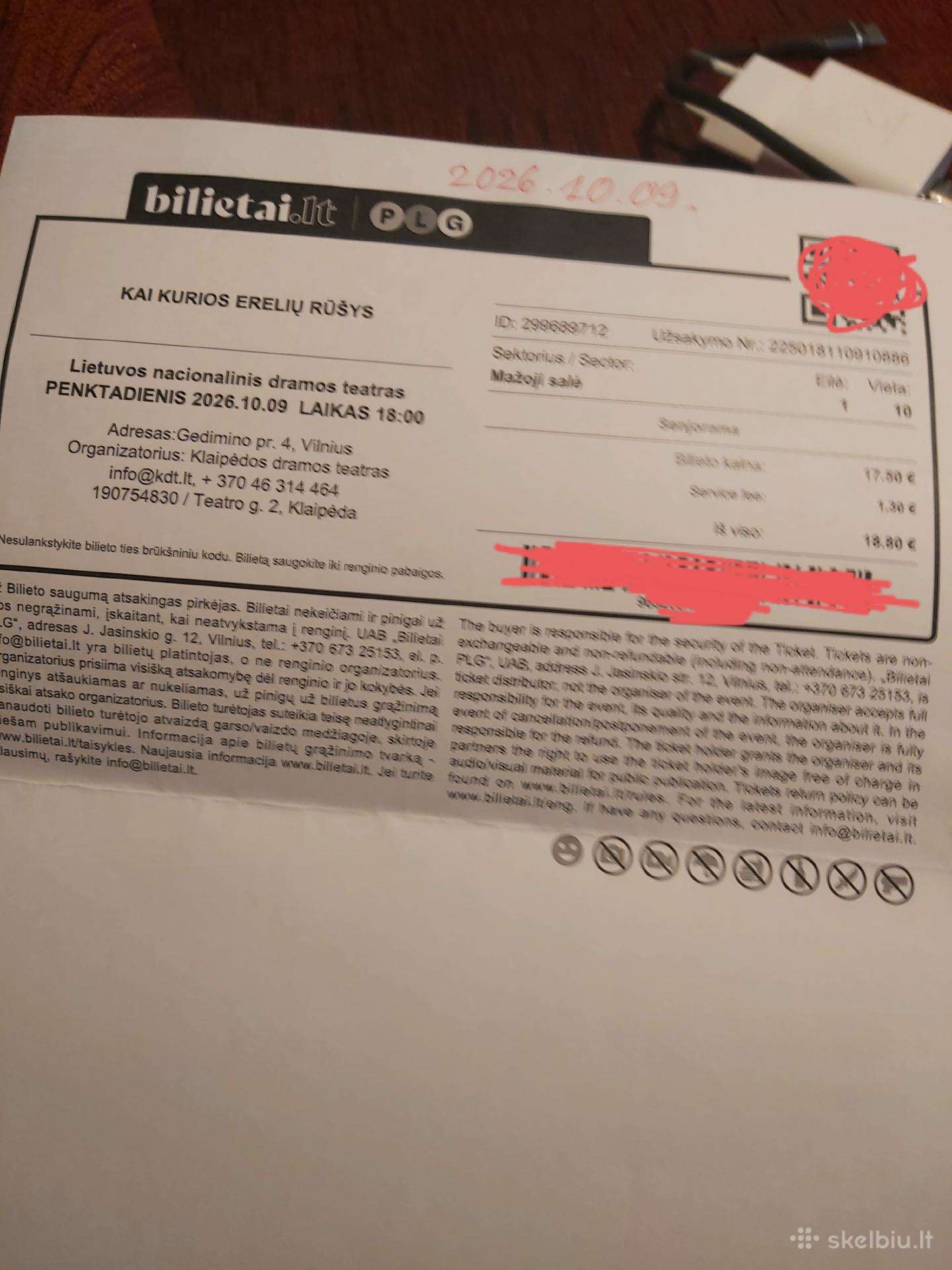 Bilietas į spekt spalio 9 "Kai kurios erelių rūšys