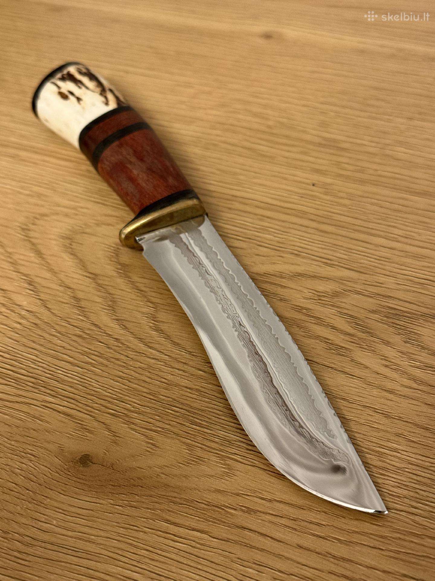 Medžioklinis peilis su odiniu dėklu, 26 cm