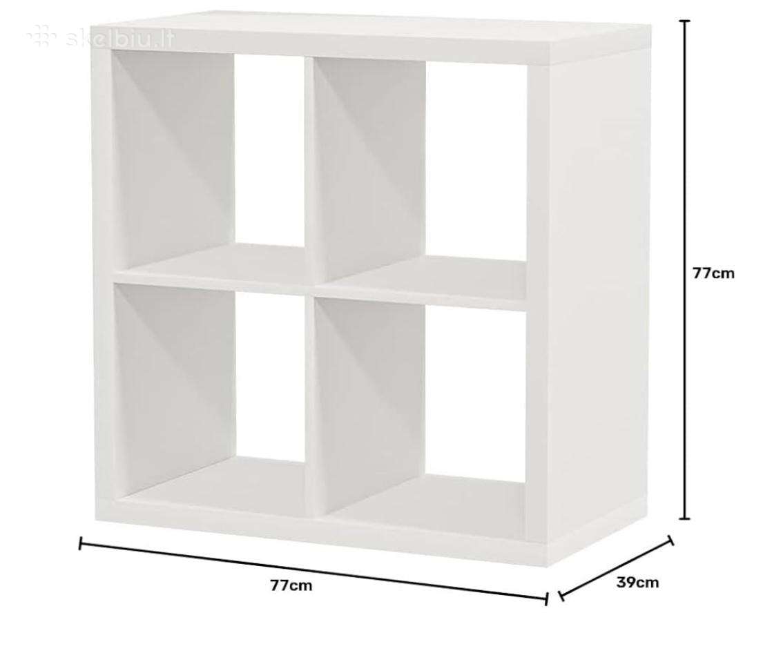 Dvi Ikea kallax lentynos 2x2 su 4 krepšeliais