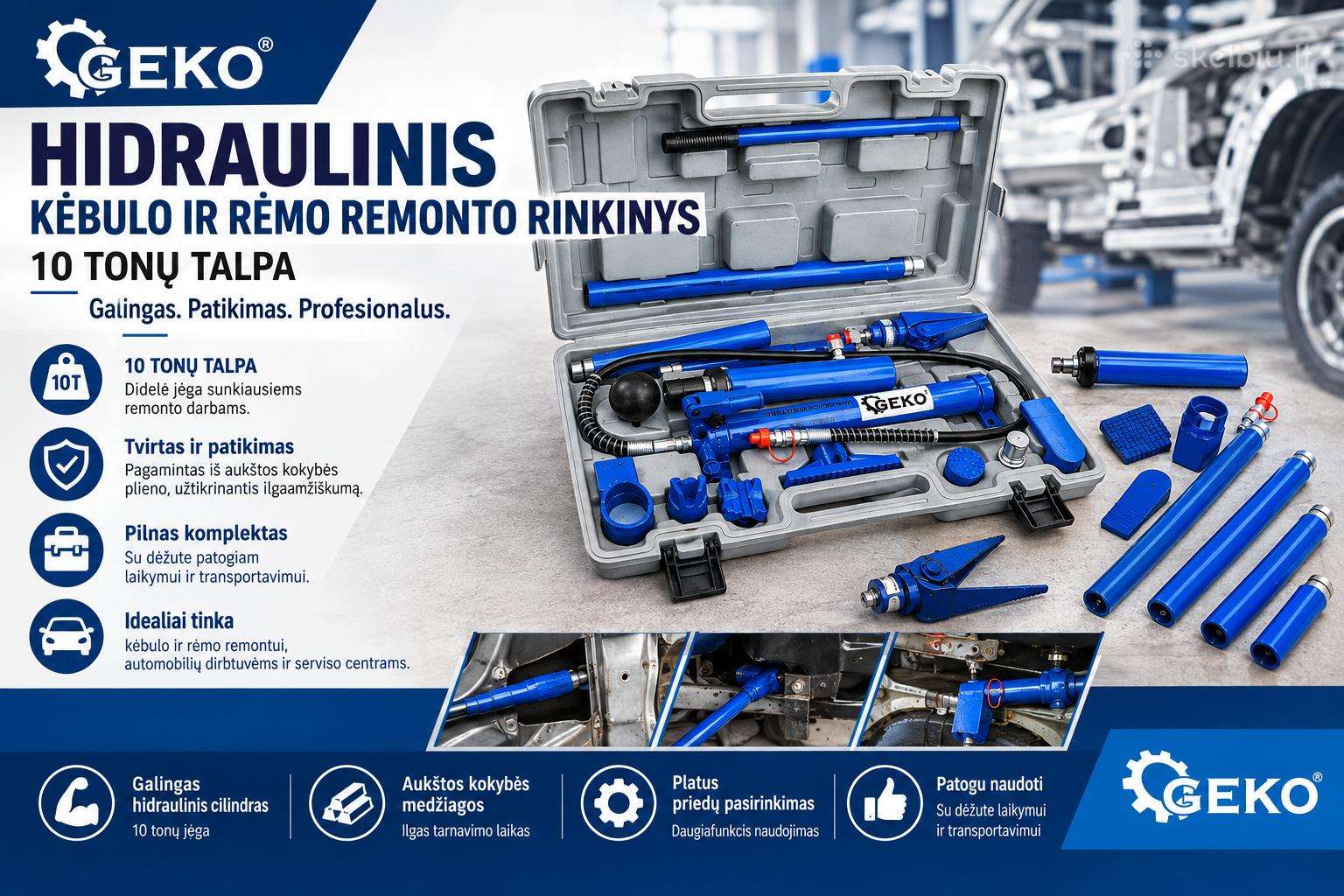 Hidr. kėbulo remonto komplektas Geko 10t, 134€
