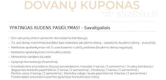 Dovanų kuponas Gradiali Spa
