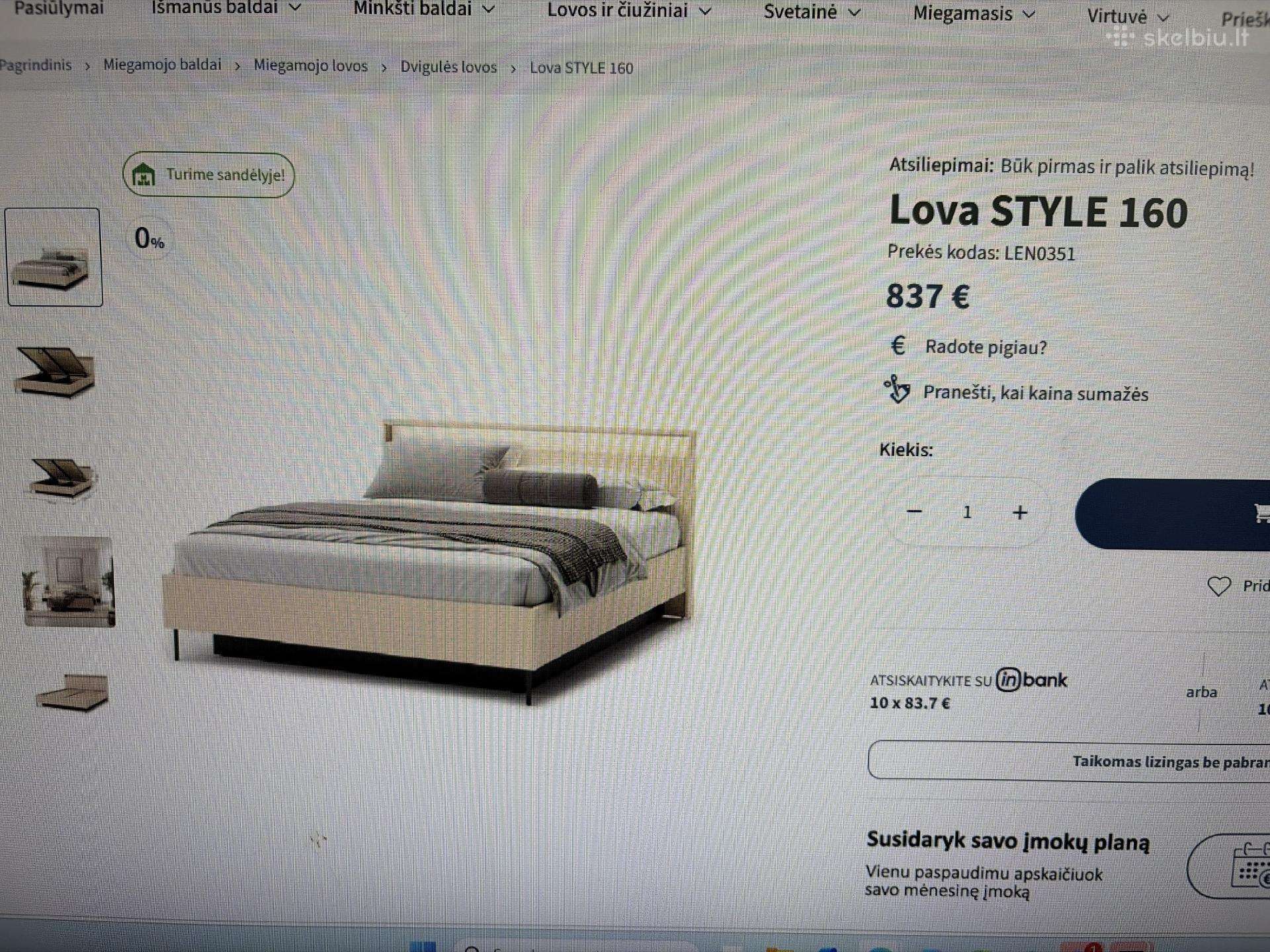 Nauja neišpakuota dvigulė lova Style