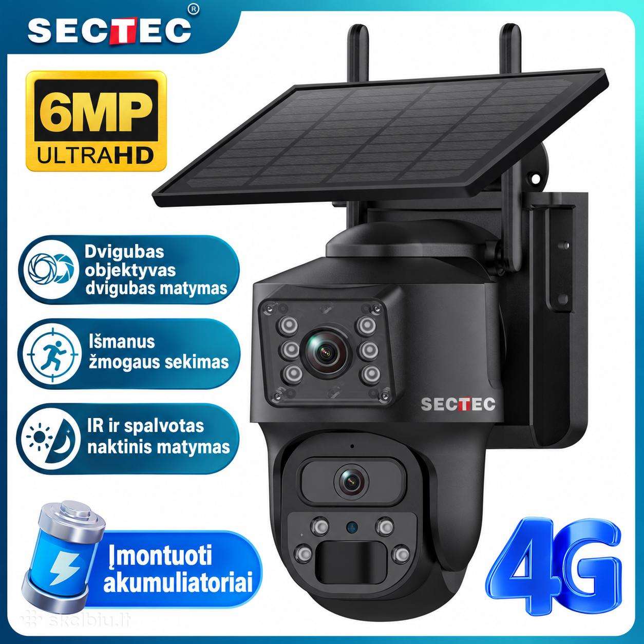 4G/WiFi dvigubo objektyvo įkraunama kamera