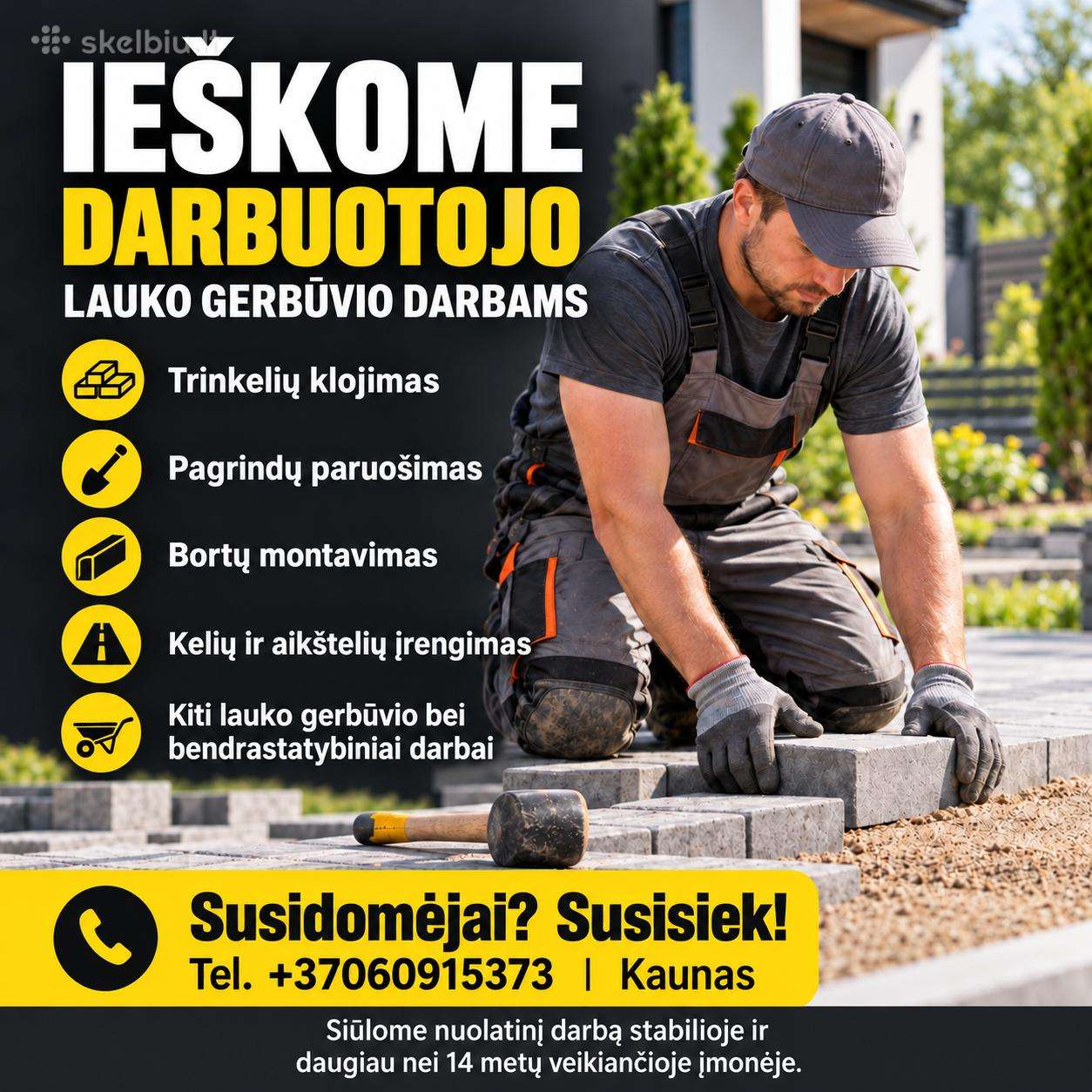 Ieškomi darbuotojai lauko gerbūvio darbams