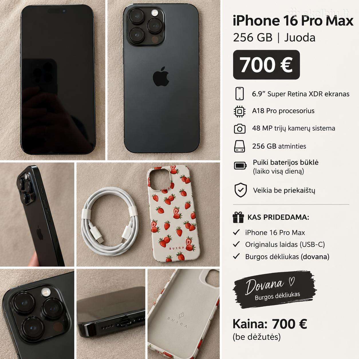 iPhone 16 Pro Max 256 GB – juodas