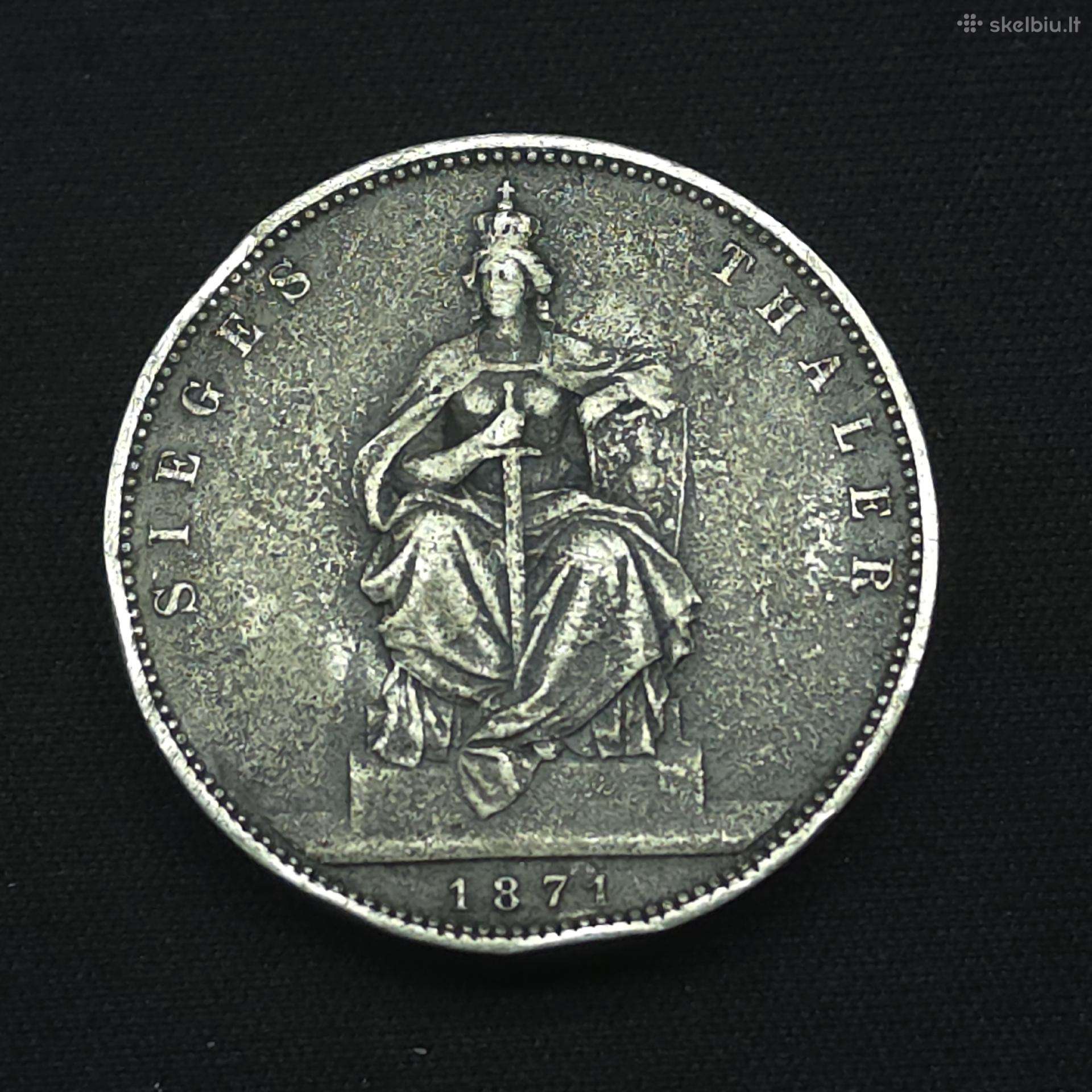 Sidabrinė moneta 1 taleris 1871 m (A) Siegesthaler