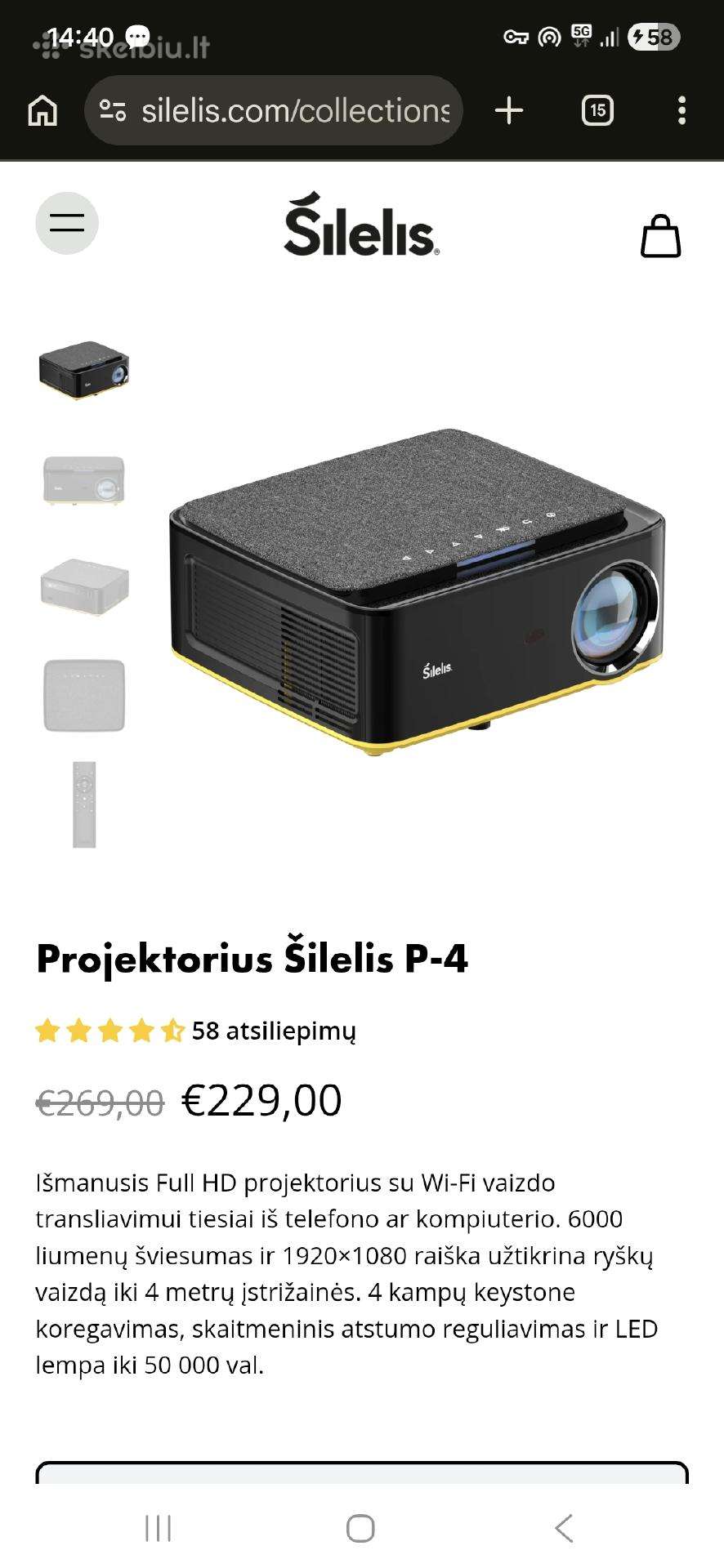 Naujas projektorius šilelis p-4