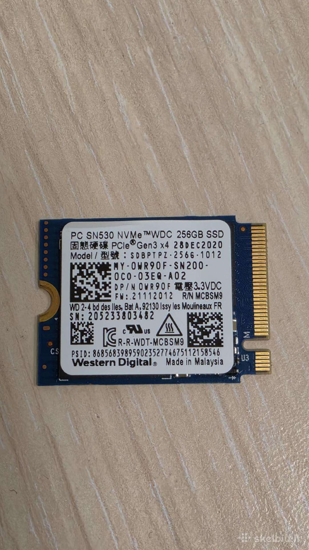 Wd SSD Nvme M.2 2230 256gb
