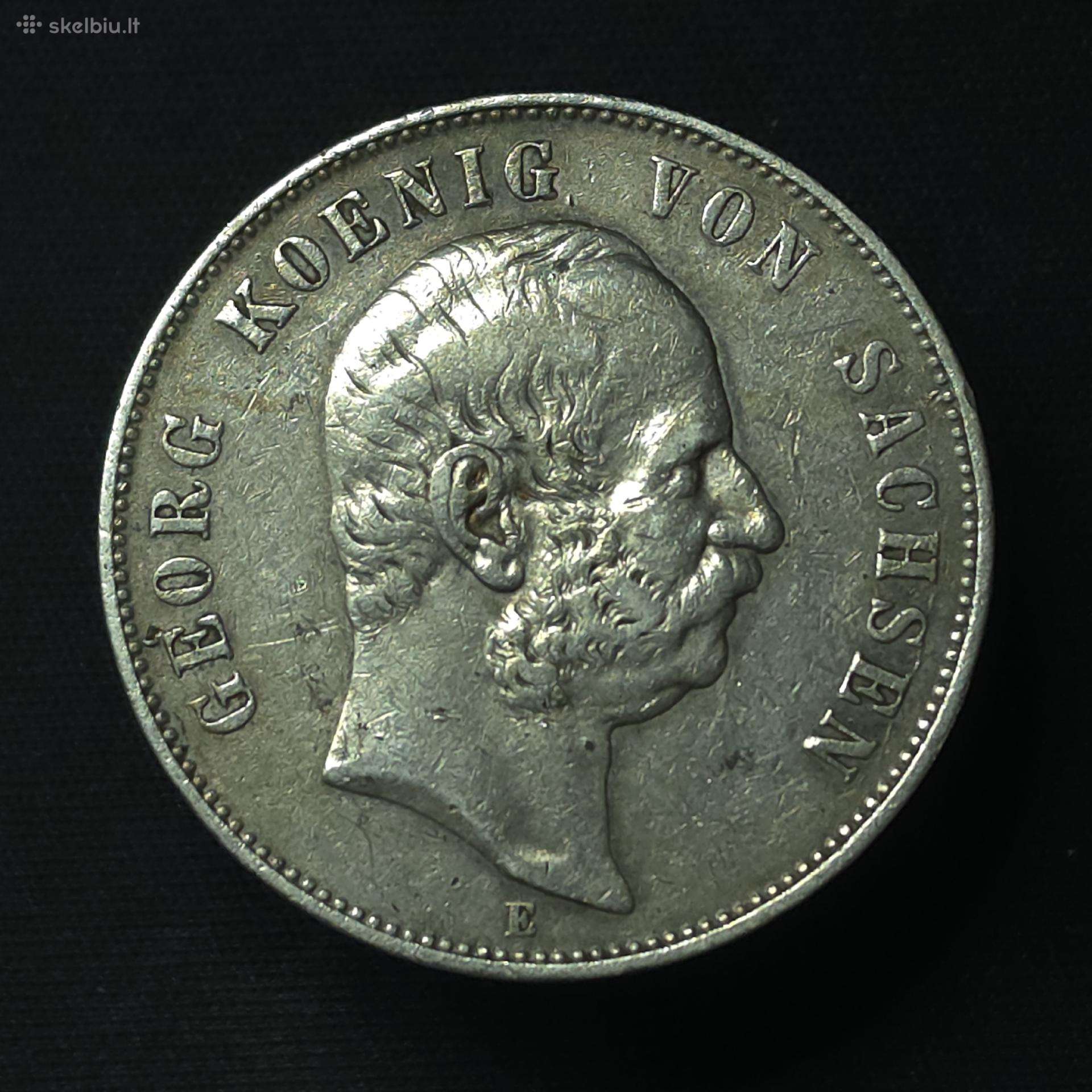 Sidabrinė moneta 5 markės 1903 m. Saksonija (E)