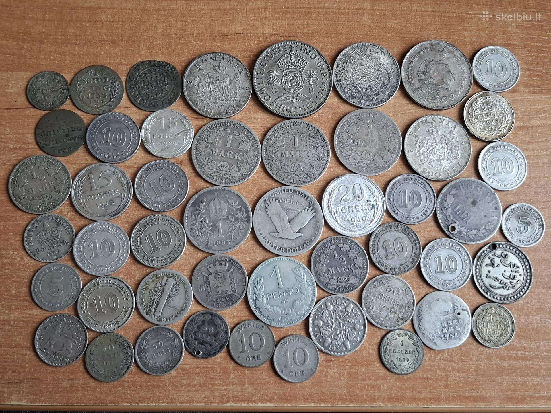 49vnt. Pasaulio sidabrinių monetų