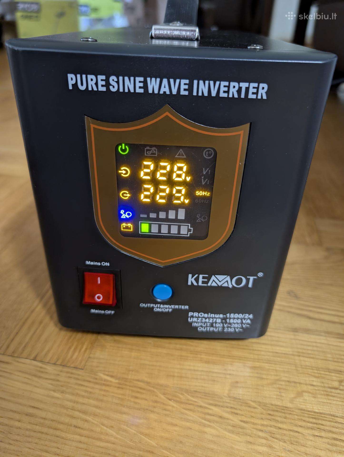 Ups Kemot Prosinus 24v 1kw grynas sinusas katilui