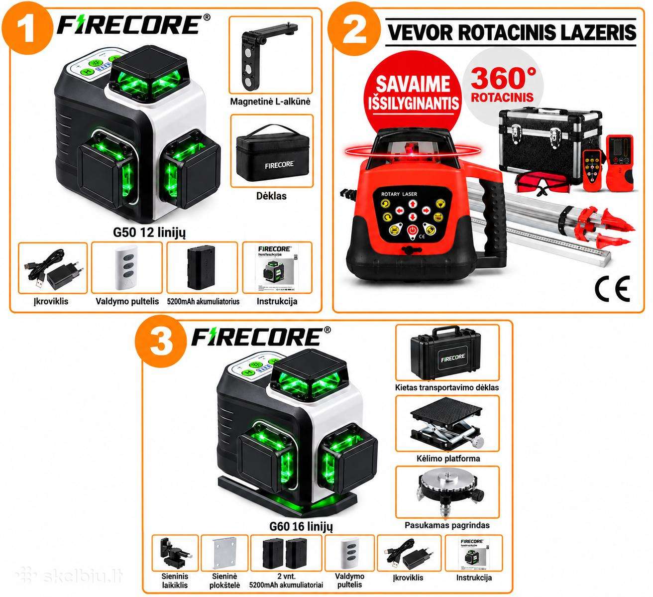 Vevor rotacinis lazerinis nivelyras,firecore 3D/4d