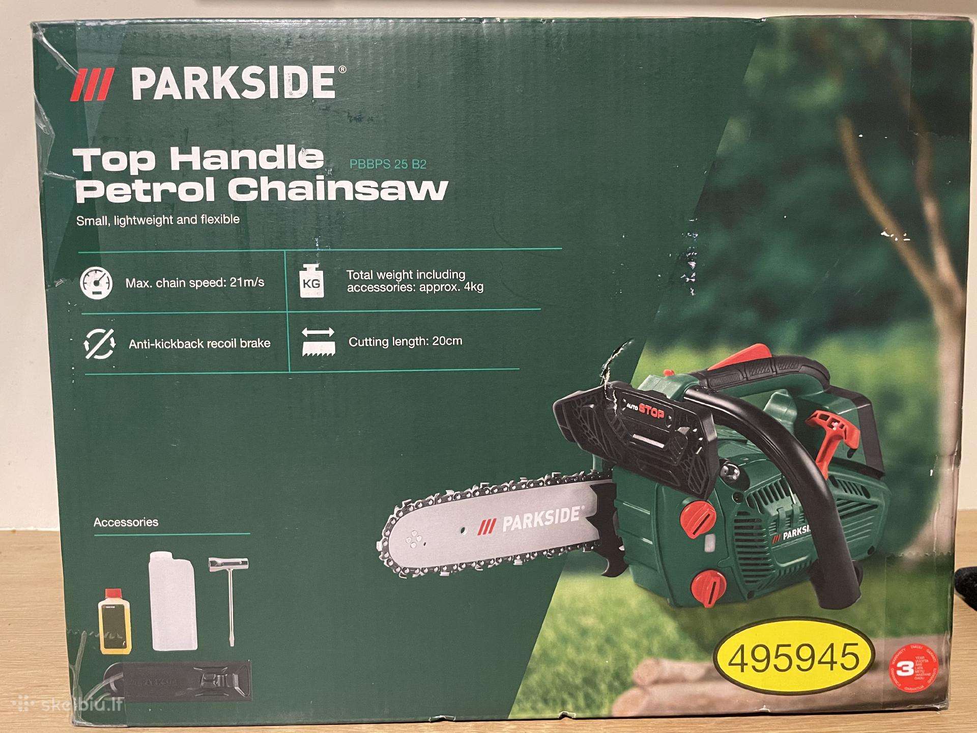 Parkside benzininis grandininis pjūklas