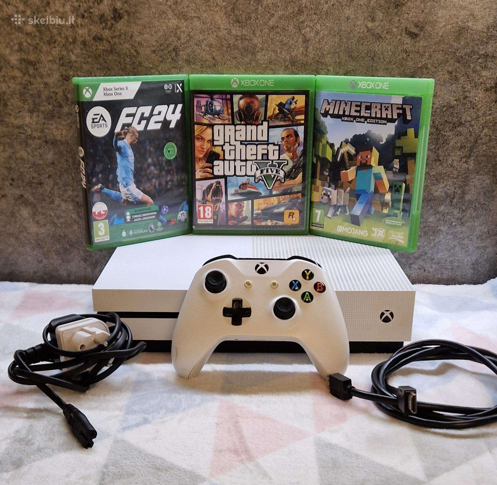 Xbox One S 500gb+pultelis+gta V+fc 24+minecraft