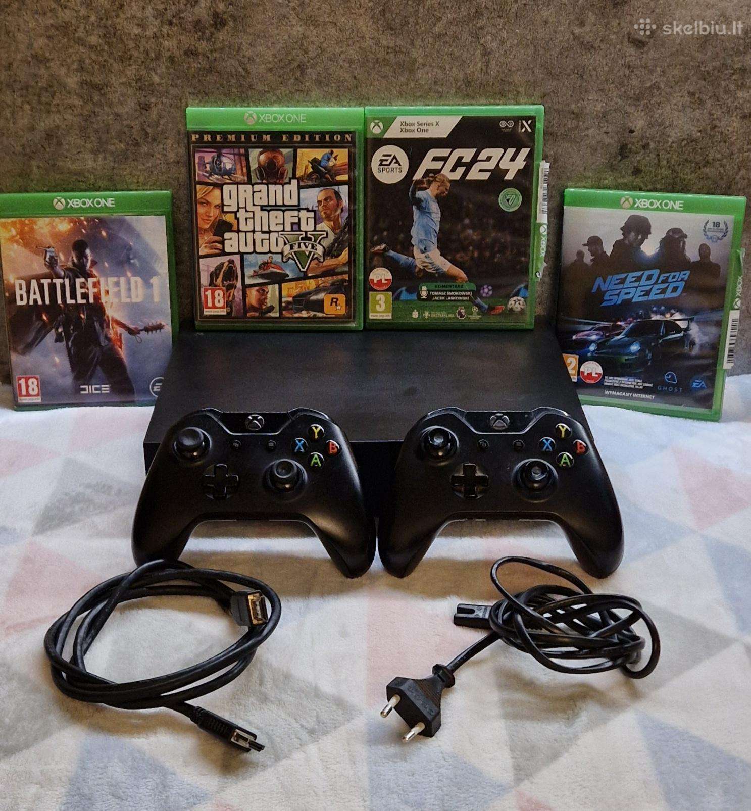 Xbox One X 1tb + 2 Pulteliai + Gta V, Fc 24, Nfs