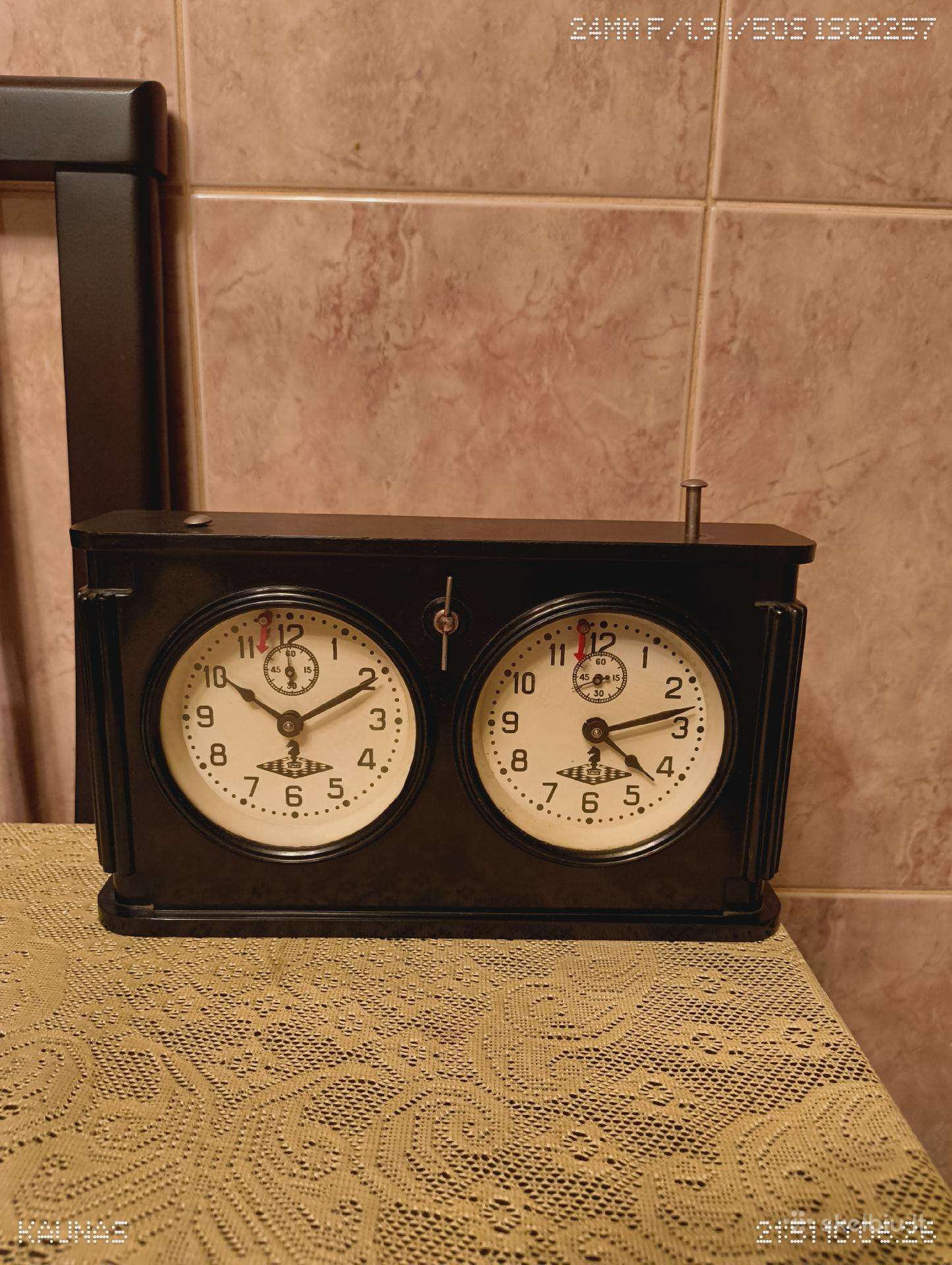 CcCCCP mechaninis laikrodis šaškių šachmatų -Veiki